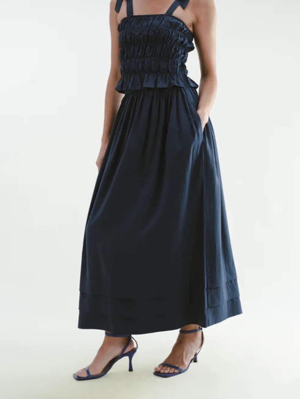Navy Midi Skirt - Darling Bloom Skirt